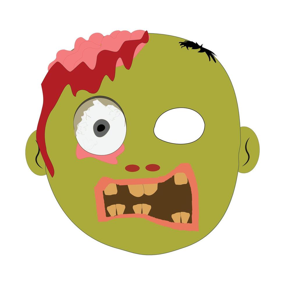 Zombie face Expressions illustration, cartoon zombie faces with different emotions, brain out vector