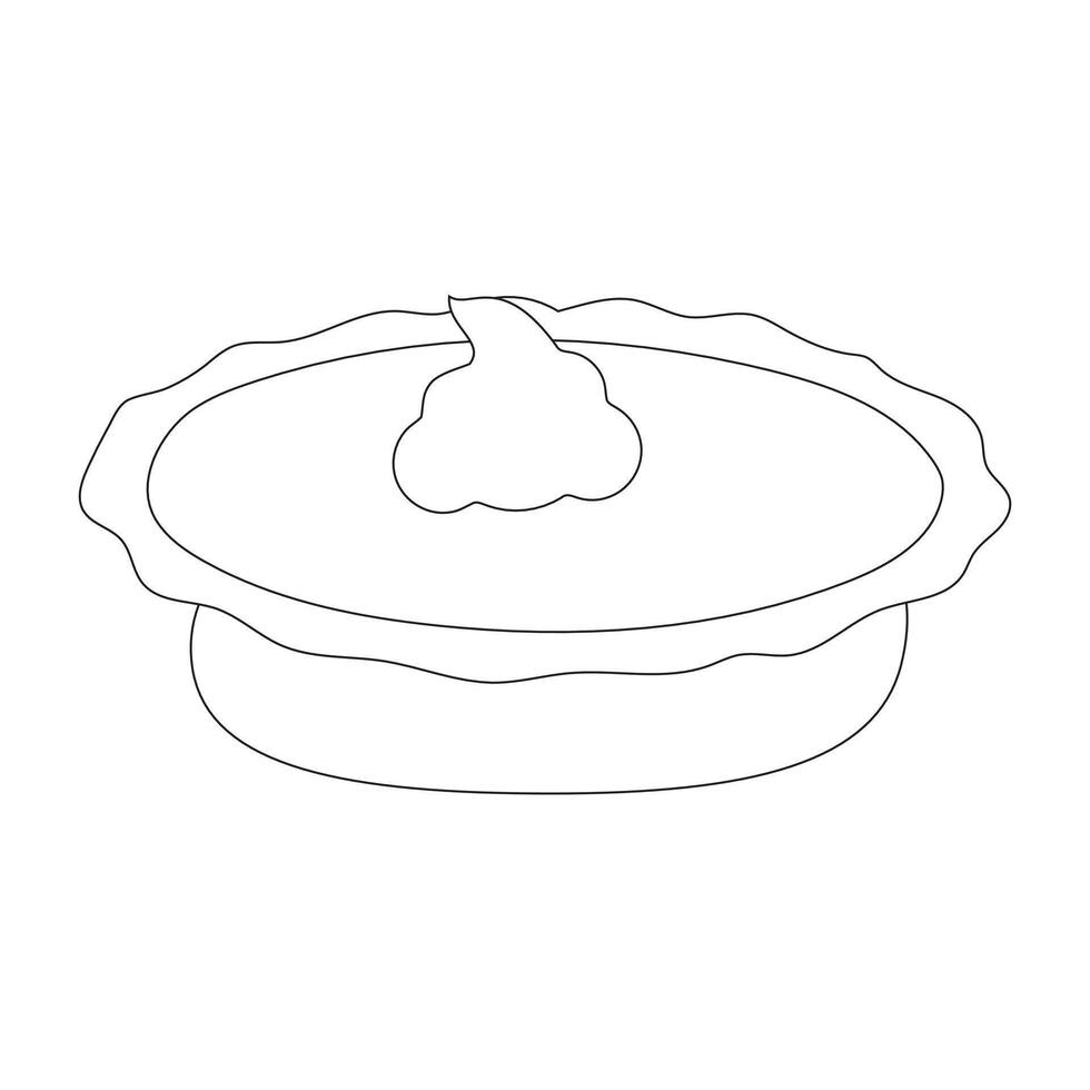 Pumpkin pie whole line art icon for food apps and websites on white background, editable stroke. Line art icon of a pie thanksgiving dessert illustration graphic. vector