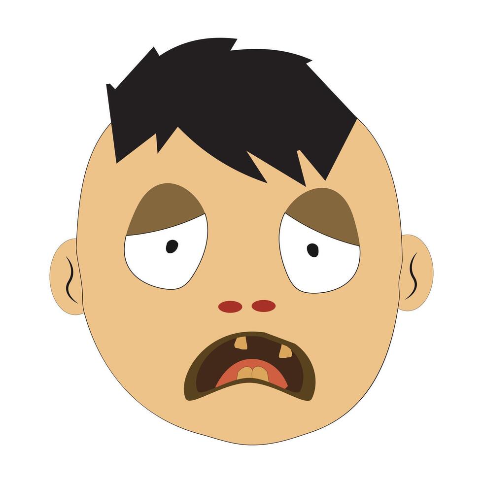 Zombie face Expressions illustration, cartoon zombie faces with sad emotions vector