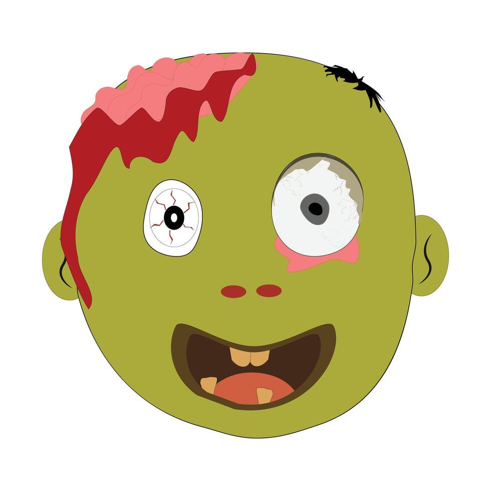 Zombie face Expressions illustration, cartoon zombie face with different emotion, laughing vector