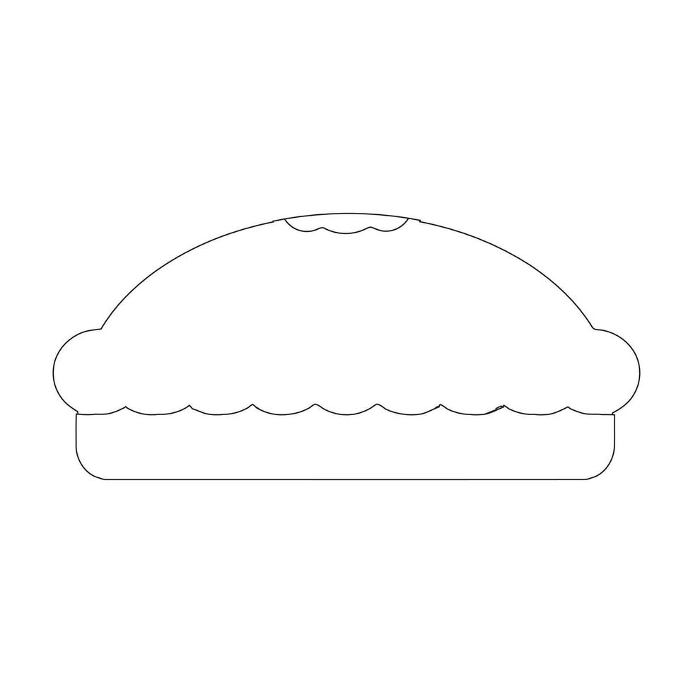 Pumpkin pie whole thin line art for food apps and websites on white background, editable stroke. Line art icon of a pie thanksgiving dessert illustration graphic. vector