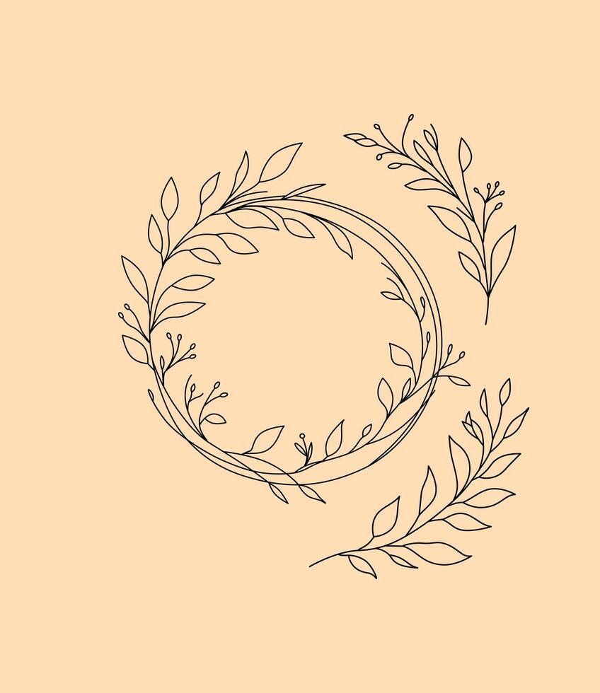 Leaves in circular and wreaths. Perfect for invitations, logos, and decorative elements vector