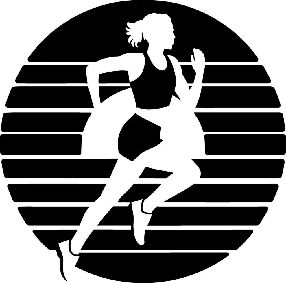 A silhouette of a woman running in a circle vector