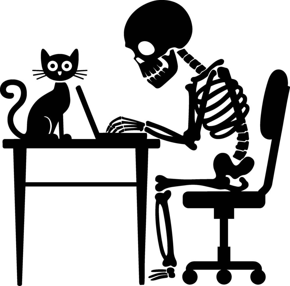 Skeleton Working From Home vector