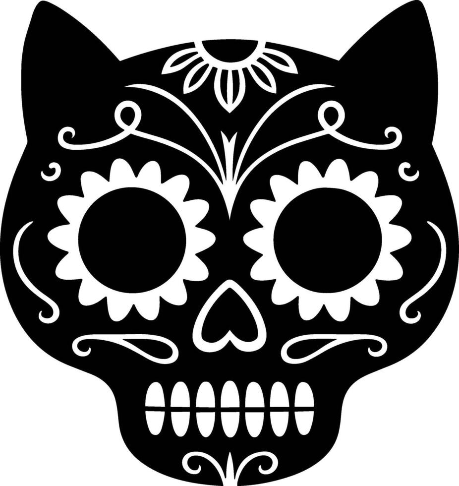 Day of the dead cat skull vector