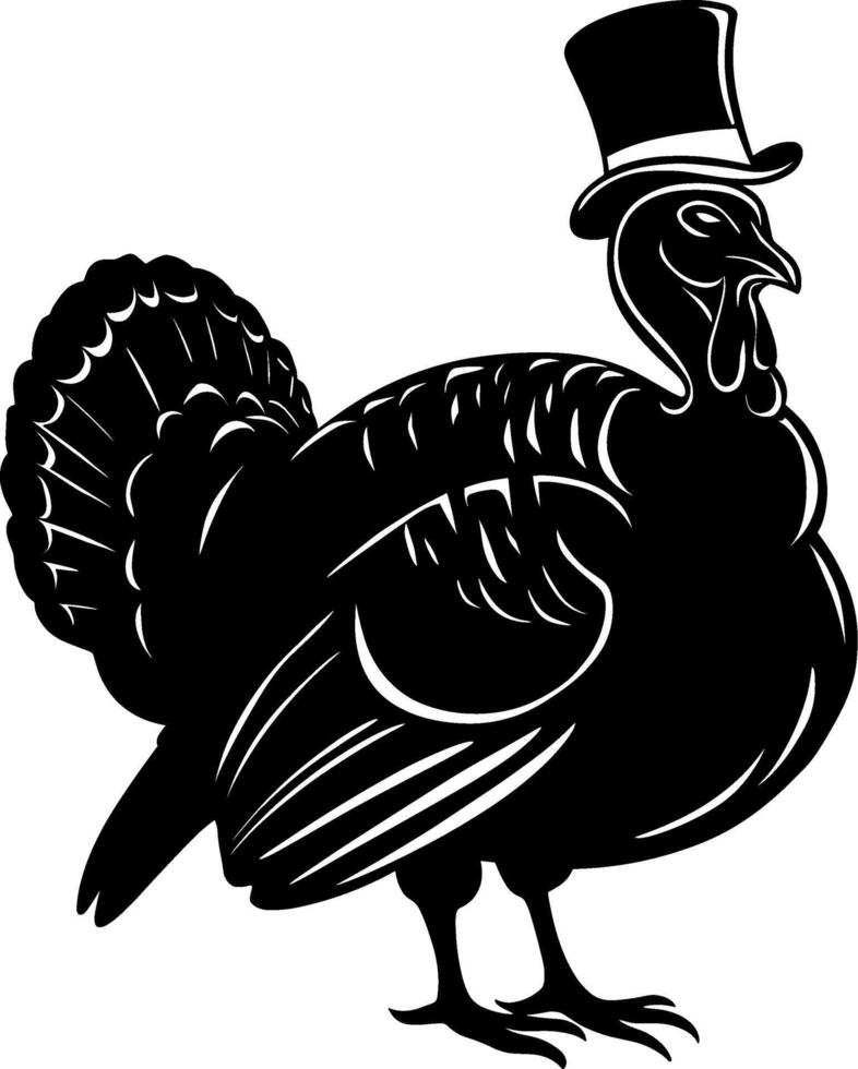A turkey wearing a top hat and a bow tie vector