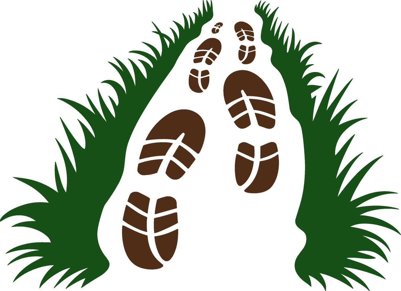 Footprints in the grass vector