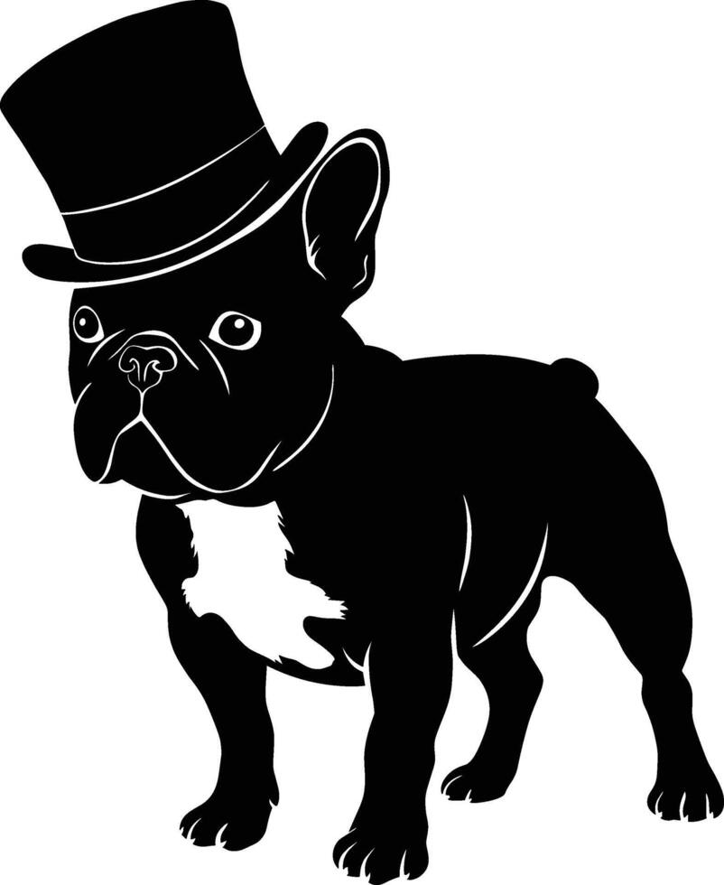 French bulldog dog in top hat vector