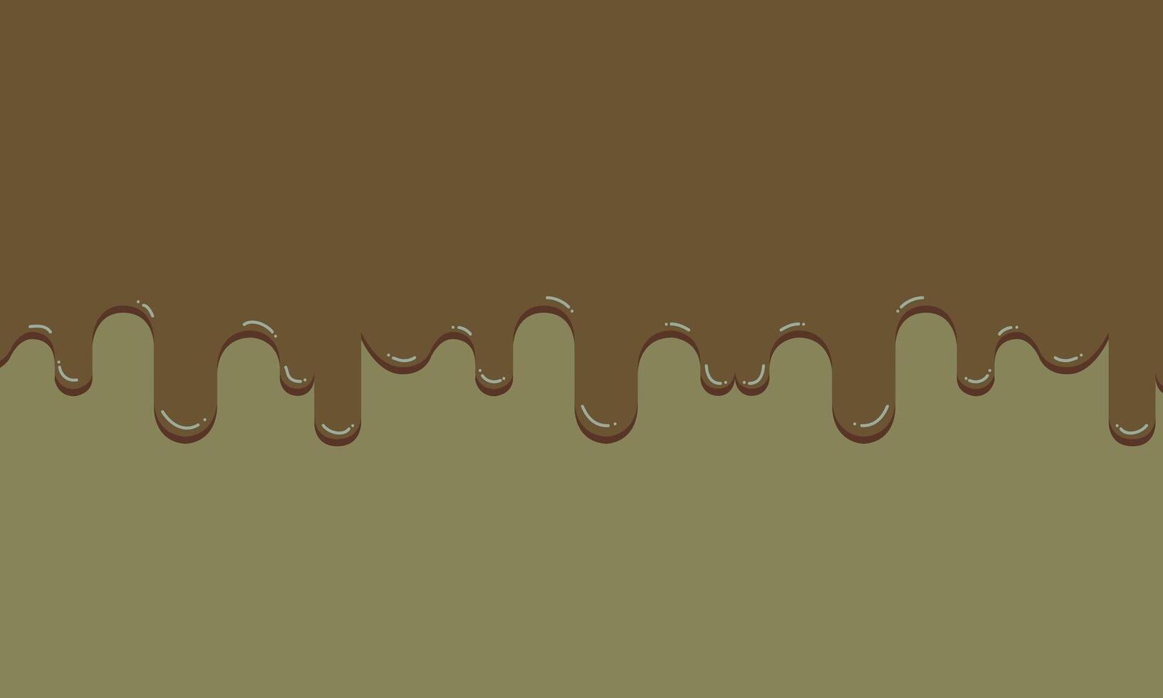 Melted flowing. Dripping paint, Yogurt or Milk flowing down. smooth chocolate brown. vector