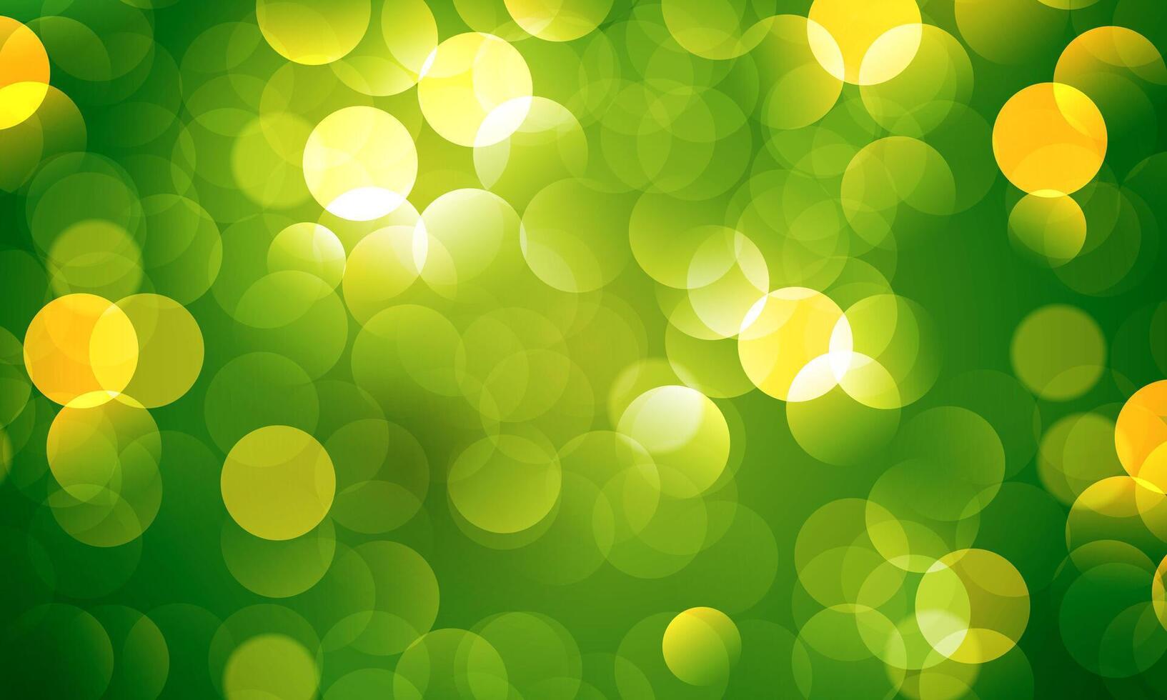 Abstract green gold light background with bokeh effect. circle blur. vector
