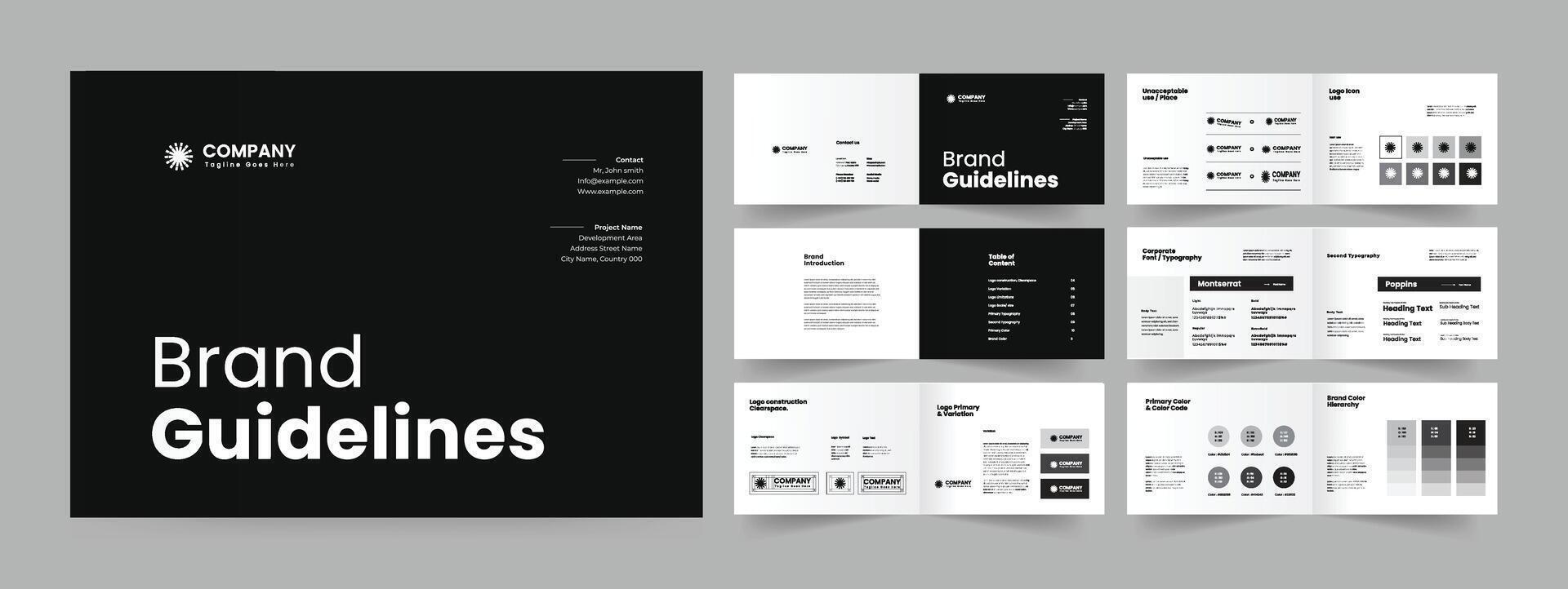 brand guidelines and brand guideline presentation design vector