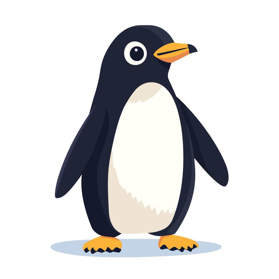 a penguin with orange paws looking left vector