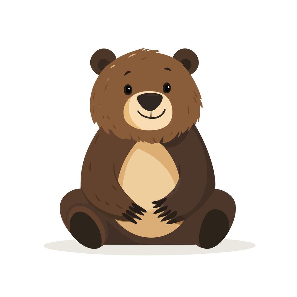 Smiling bear with hands on his tummy vector