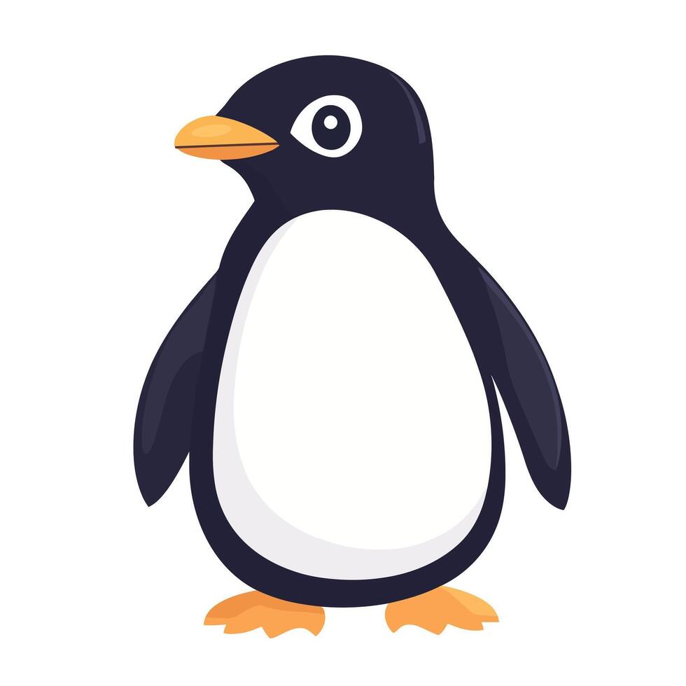 Penguin with cute little orange paws and beak vector