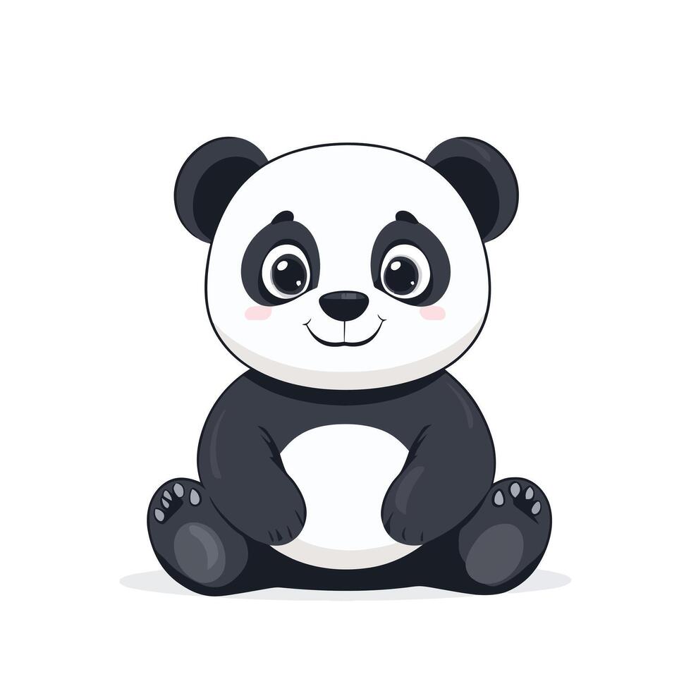A little panda sitting with hands on his tummy vector