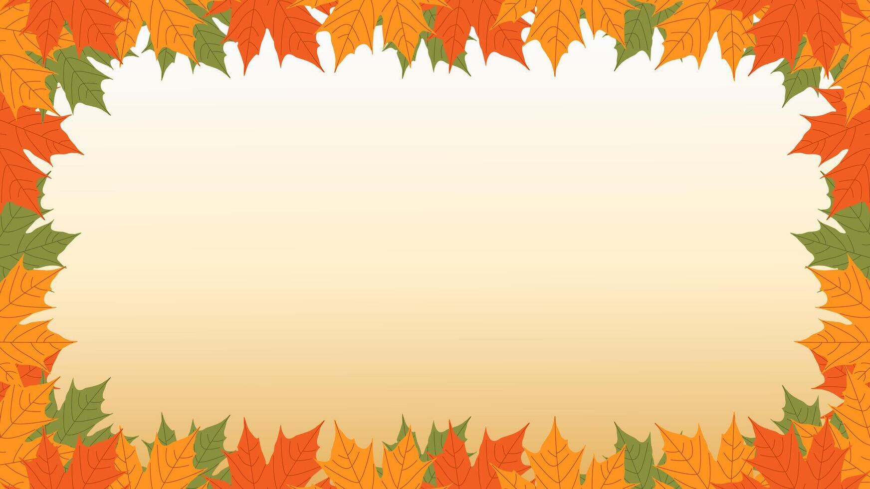 Autumn frame. Autumn background with red, yellow, and green maple leaves. illustration. Autumn frame is perfect for prints, flyers, banners, invitations, promotions and more. vector