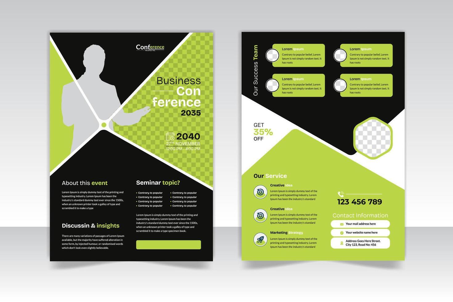 Training flyer template design and conference a4 template design with 2 page design vector