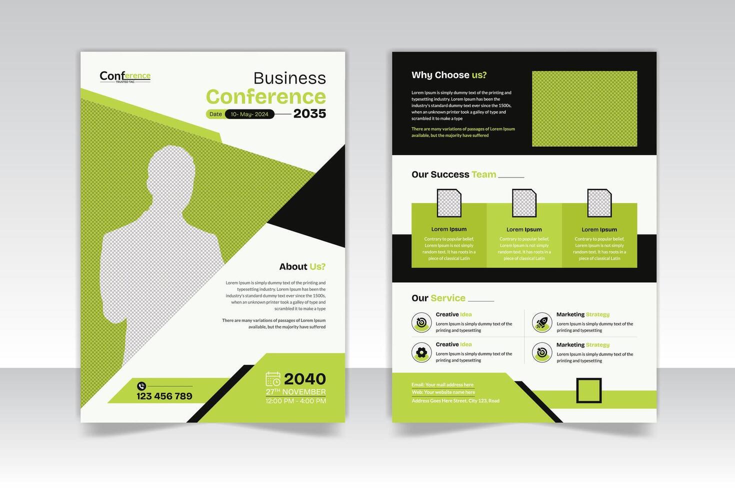 Modern conference flyer template and 2 page conference flyer template vector