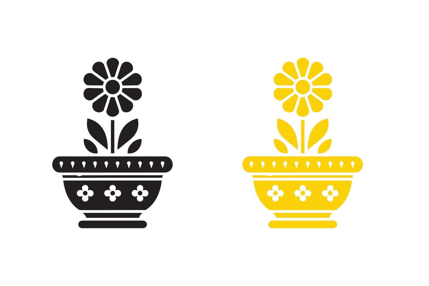 Flower pot design Silhouette Illustration vector