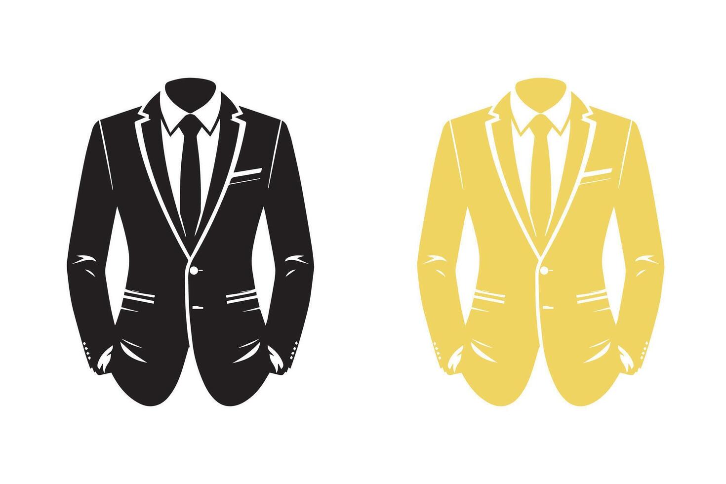 Men Suit, Coat, blazer or Jacket symbol silhouette illustration vector
