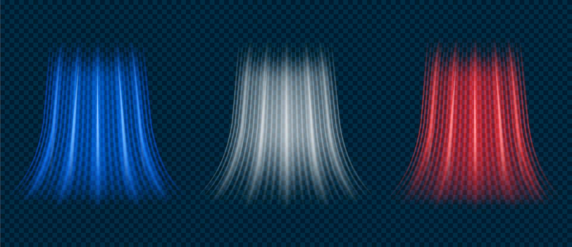 Conditioner with hot and cold fresh air. Red, blue and white wind air flow light effect, breeze cold and hot swirls isolated on black background. set vector