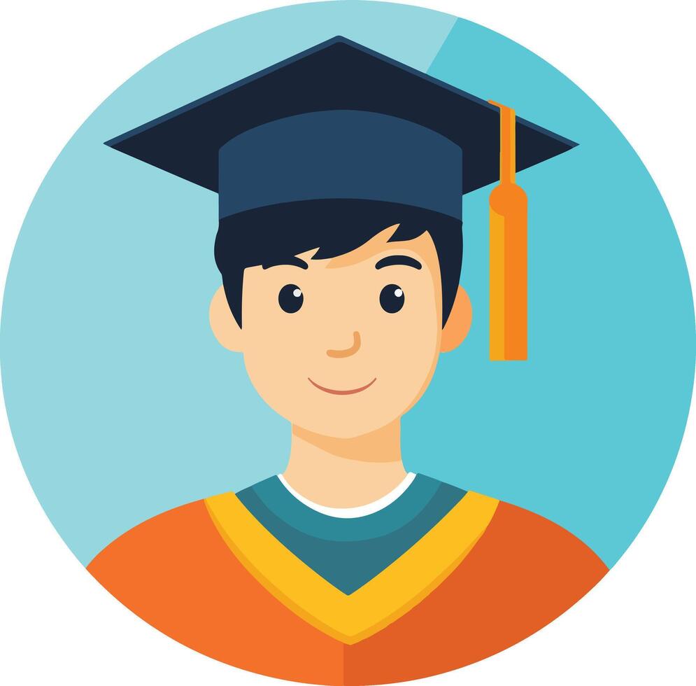 Graduate with Cap Flat student isolated vector