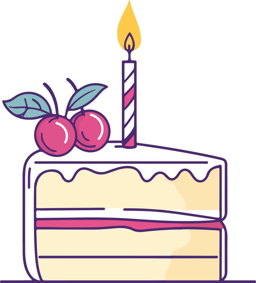 Birthday cake with candles Cartoon Kawaii vector
