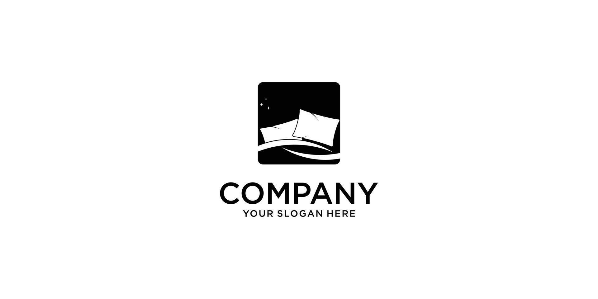 Simple bed logo design premium vector