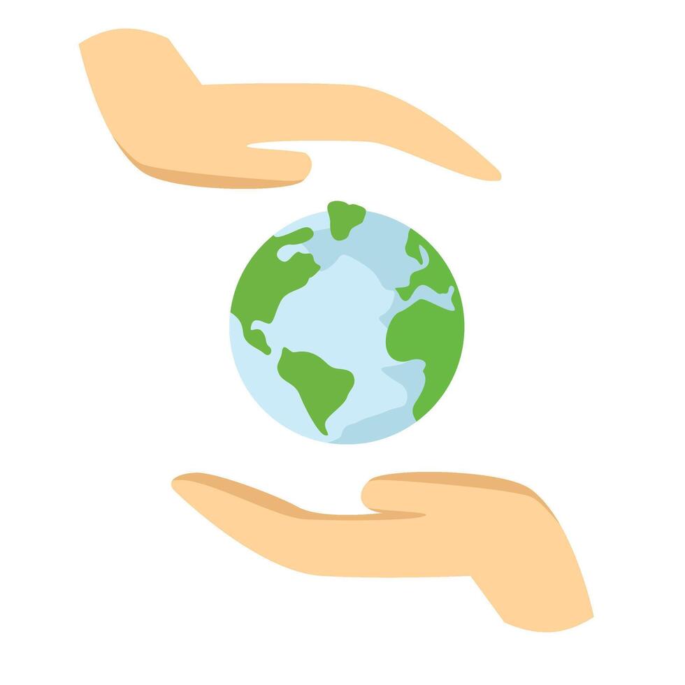 Hands and earth Ozone Illustration vector