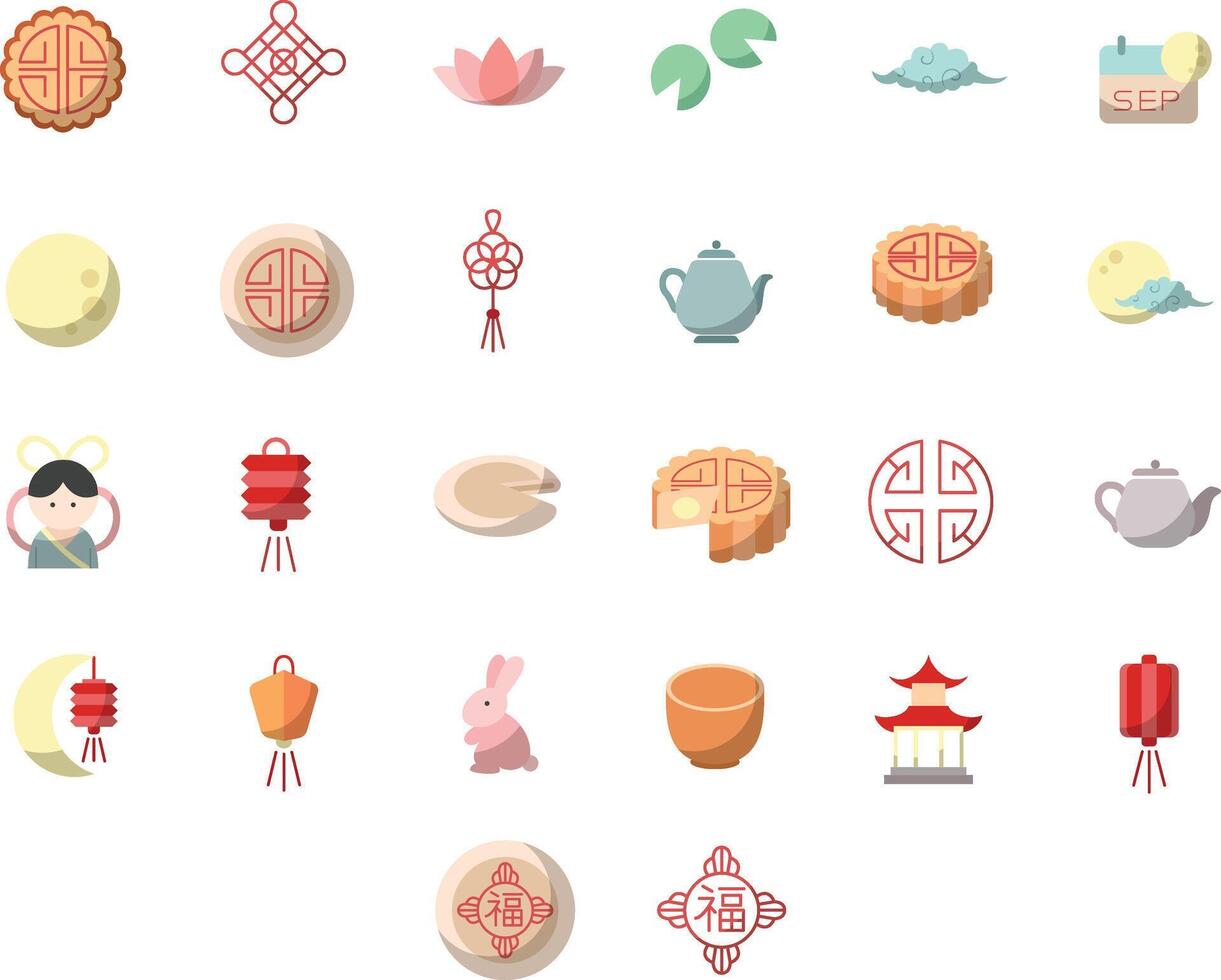 Mid autumn Festival Shadow Icon vector