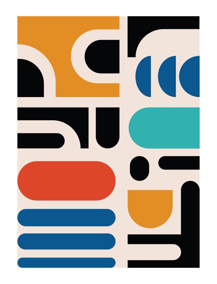 Abstract minimal geometric set. Bauhaus, geometric monochrome shapes background. Fashionable wall art decor design vector