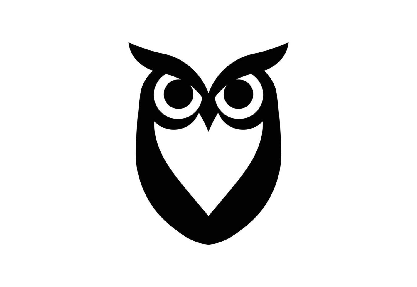 Stylized Monochrome Owl Logo on White Background vector