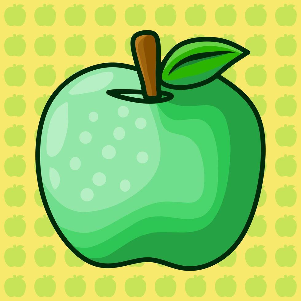 Apple flat cartoon. The concept of Food Fruit Icons at the forefront. vector