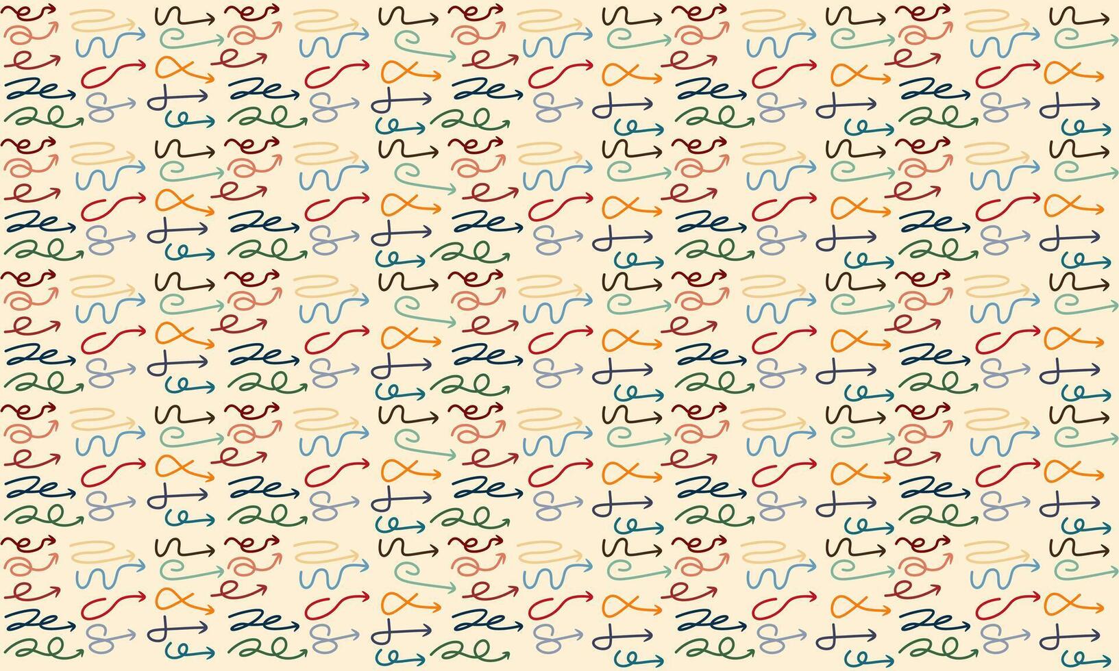 Cute glitter pen line element doodle. Doodle arrow symbol decoration of various colors. Emphasis on the style of sketch lines is simple, unique, pattern elements. vector