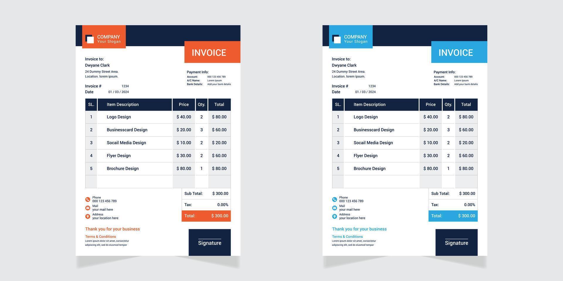 Elegant invoice template design for your business vector