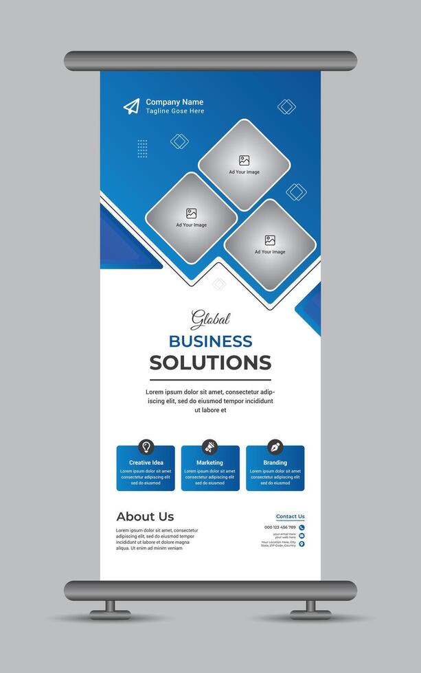 Corporate roll-up banner design for marketing agency vector