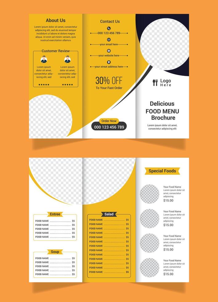 Food Brochure Trifold Red Background List Menu vector