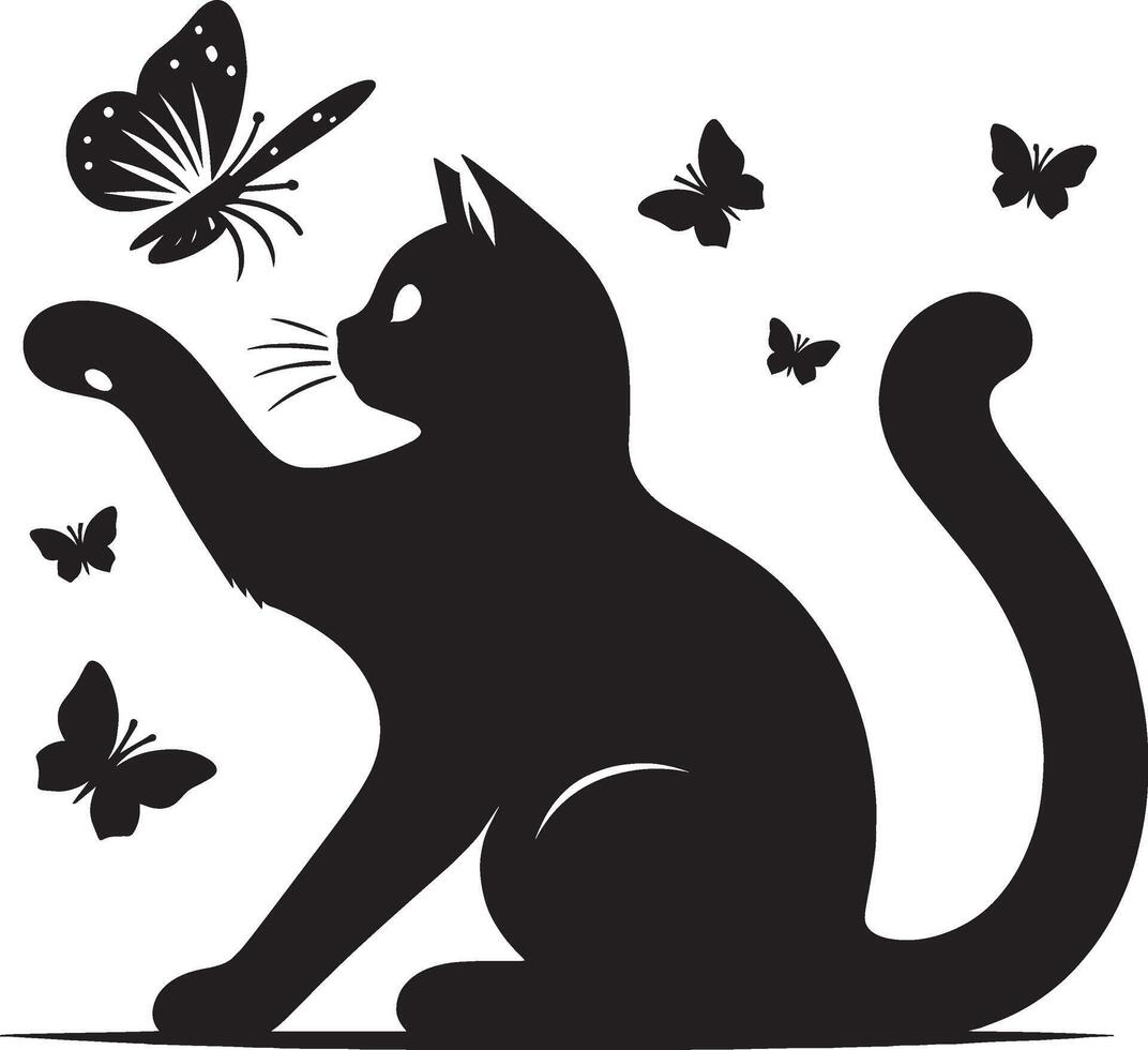 Distinctive Cat Silhouette on Pure White Background Simple Cat Art vector