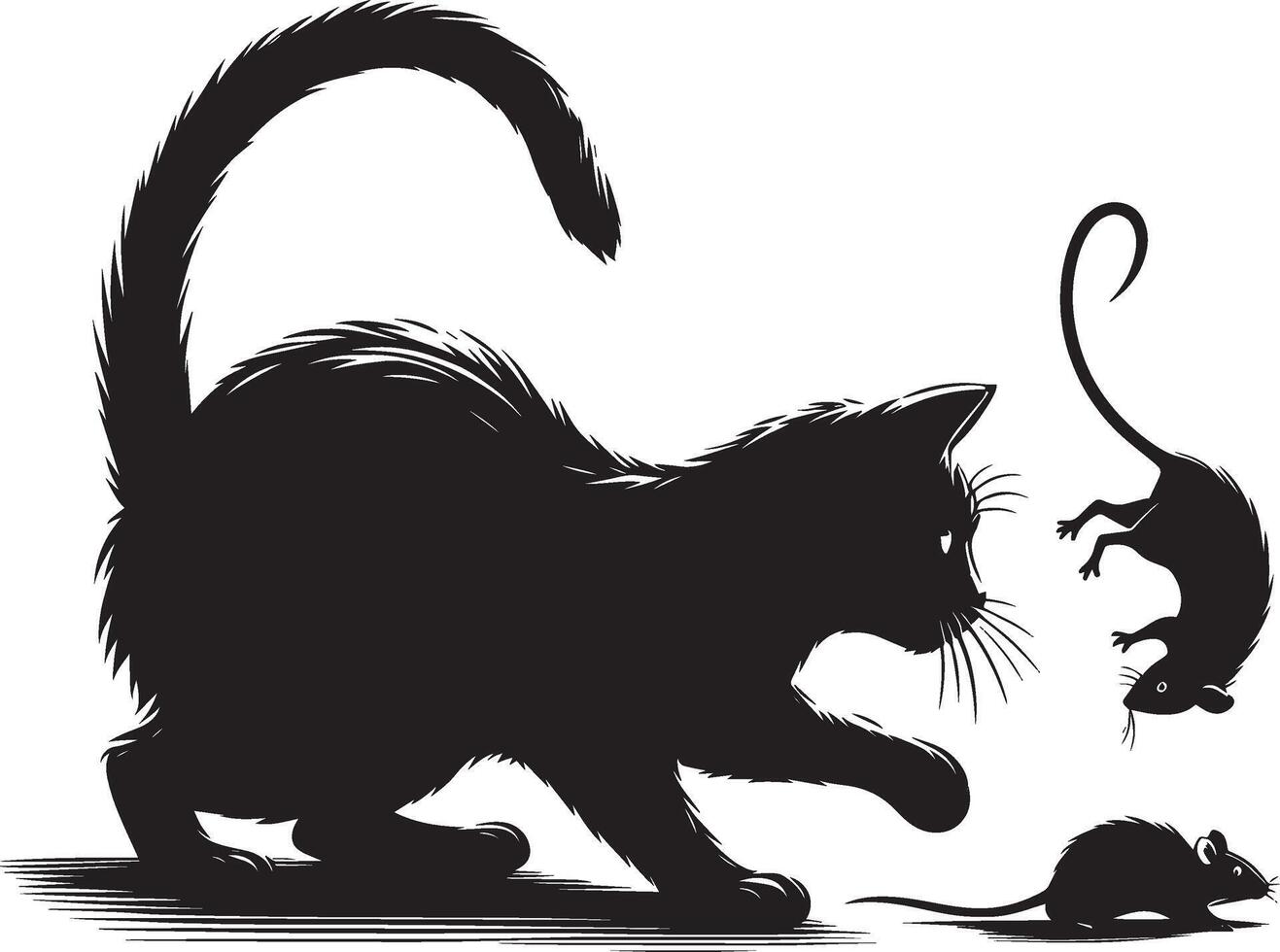 Striking Cat Silhouette Isolated on a Bright White Background Minimal Art vector