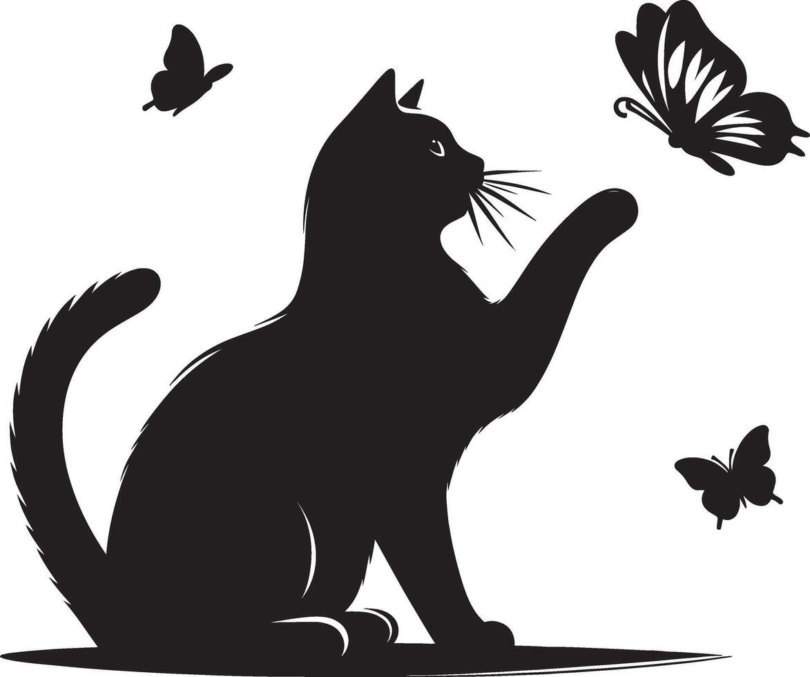 Classy Cat Silhouette on White Simple Cat Illustration Design vector