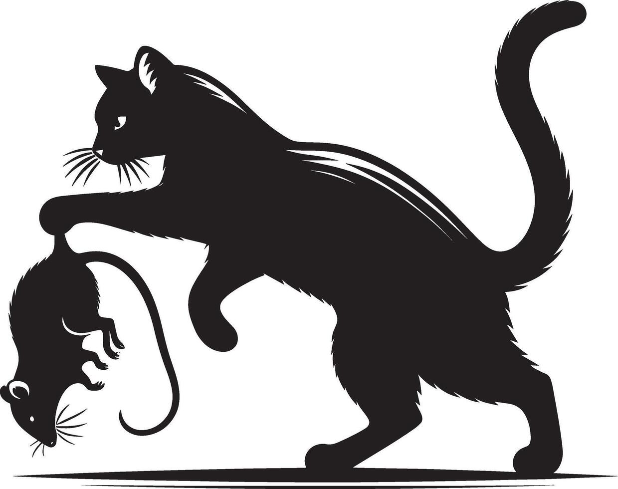 Chic Cat Silhouette Set Against a White Background Minimalist Cat Art vector