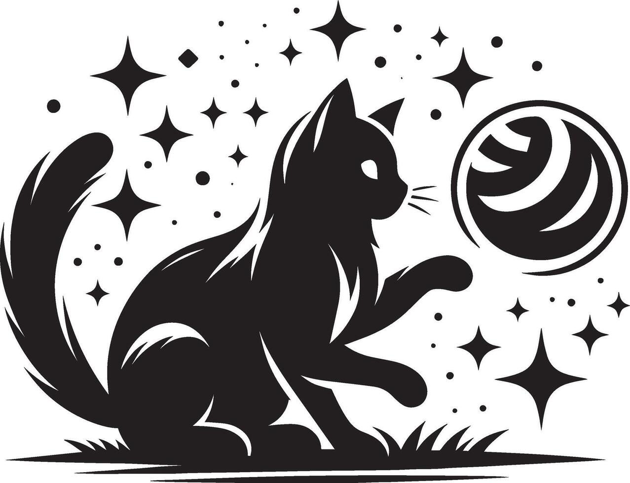 Elegant Cat Outline Isolated on White Simple Cat Illustration vector