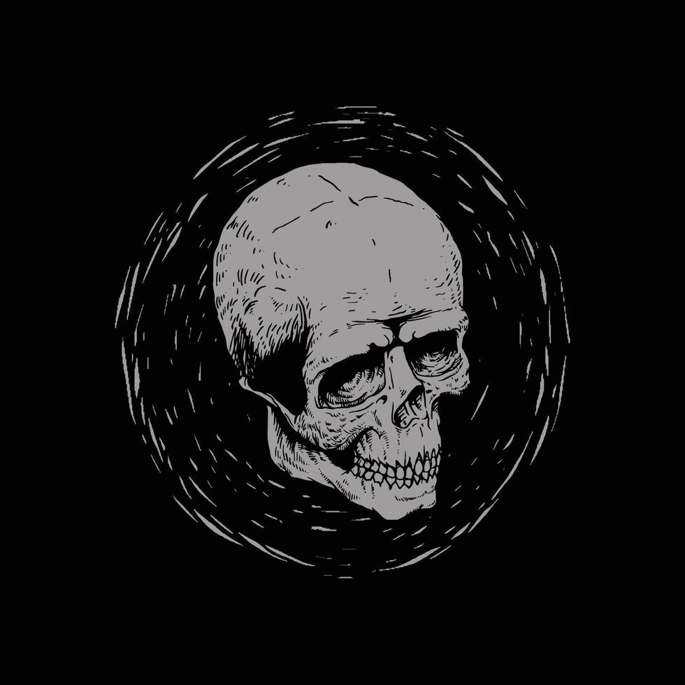 rought sketch skull illustration vector