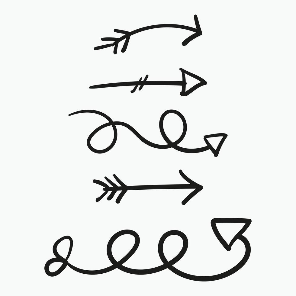Black ink arrows in a trio, each pointing a different way vector