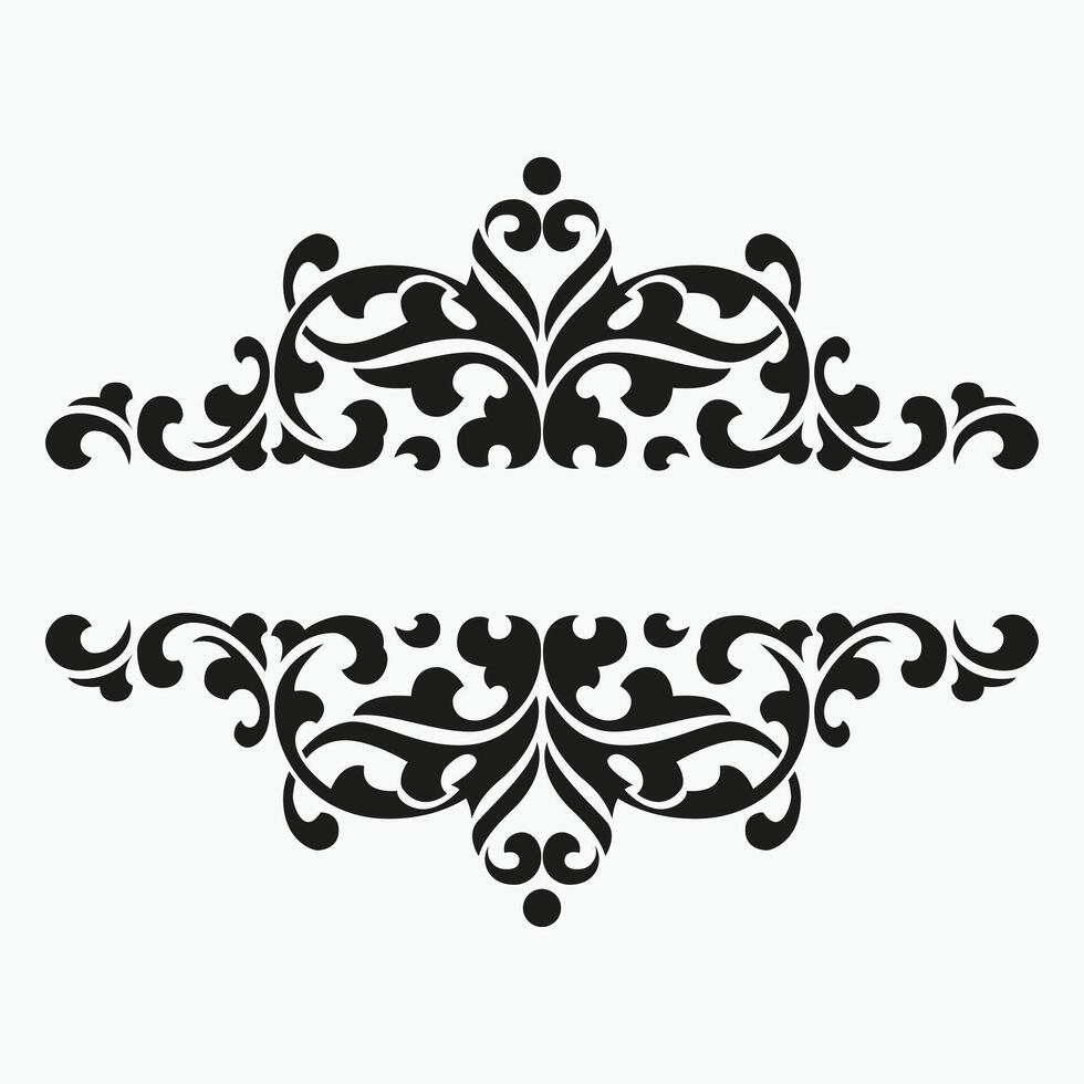 Ornate scroll, flower, and other decorative elements on a white surface vector