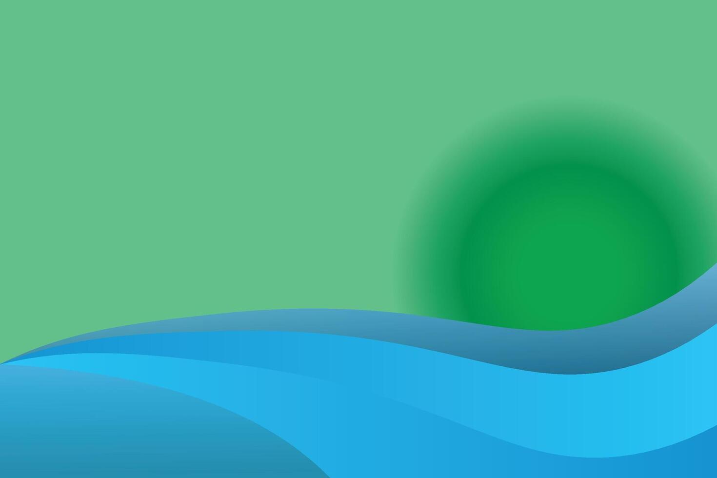 green and blue waves background vector