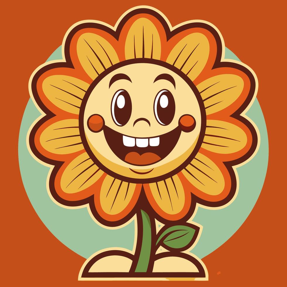un dibujos animados girasol con un sonrisa en sus cara vector