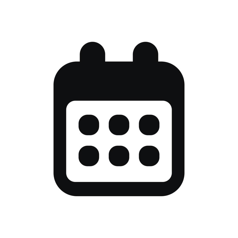 A black and white calendar icon on a white background vector