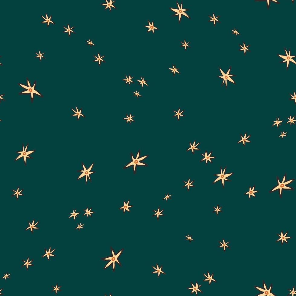 Simple stars on the night sky seamless pattern.. vector