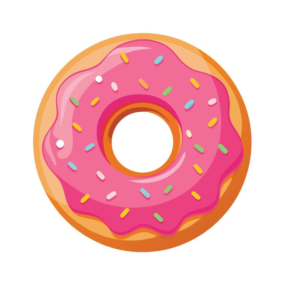 A pink donut with sprinkles on a white background vector
